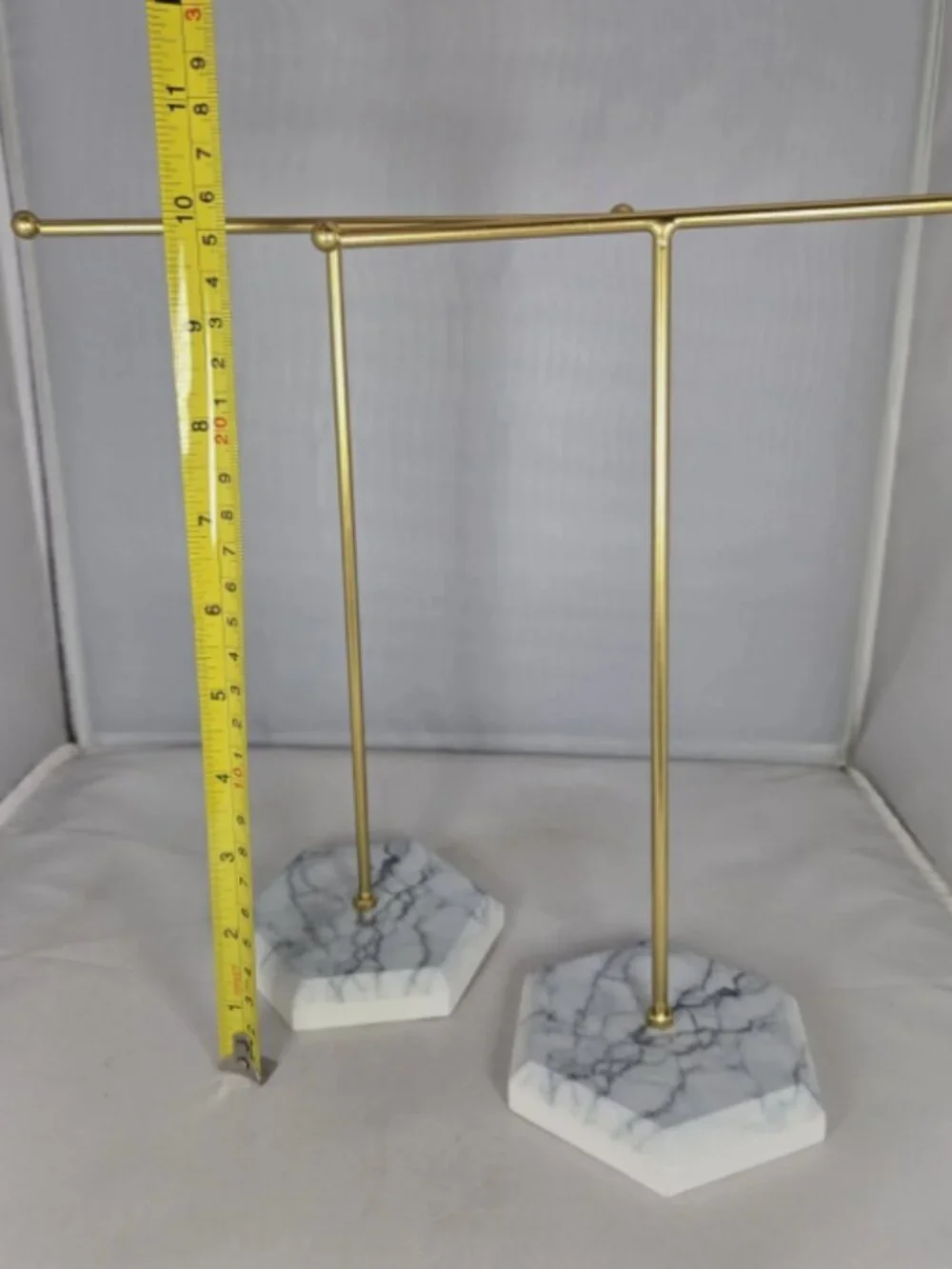 SET of 2 Jewelry Stands T Bar Gold Marble Color Minimalist Modern Organizer 10